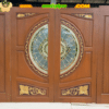 ประตูกระจกนิรภัยไม้สัก ประตูบ้านไม้สัก BBB12.1
