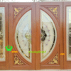 ประตูกระจกนิรภัยไม้สัก ประตูบ้านไม้สัก BBB16.3 80-200 สักเก่า
