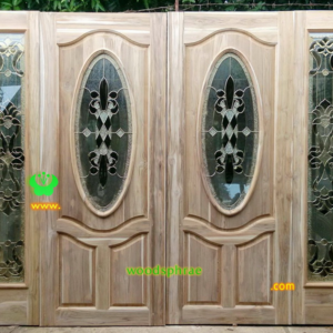 ประตูกระจกนิรภัยไม้สัก ประตูบ้านไม้สัก BBB26.2 80-200 ,40 -200 B+