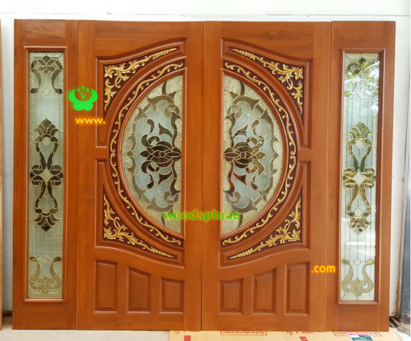 ประตูกระจกนิรภัยไม้สัก ประตูบ้านไม้สัก BBB30.10 80-200 ,40-200 B+ C1