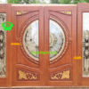 ประตูกระจกนิรภัยไม้สัก ประตูบ้านไม้สัก BBB31.4 80-200 B+ C2