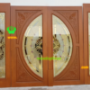 ประตูกระจกนิรภัยไม้สัก ประตูบ้านไม้สัก BBB33.8 90-200 ,80-207 A C1