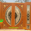 ประตูกระจกนิรภัยไม้สัก ประตูบ้านไม้สัก BBB36.5 90-200 B+ C1