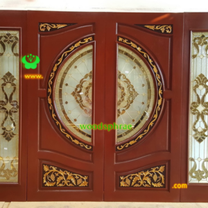 ประตูกระจกนิรภัยไม้สัก ประตูบ้านไม้สัก BBB37.4 80-200 ,39-200 B+ C3 (พื้นลงดำ)