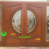 ประตูกระจกนิรภัยไม้สัก ประตูบ้านไม้สัก BBB42.1 90-200 เก่าคัด