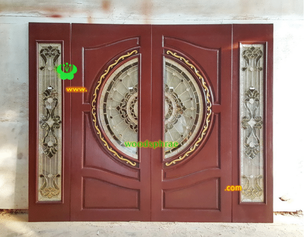 ประตูกระจกนิรภัยไม้สัก ประตูบ้านไม้สัก BBB42.2 80-200 ,40-200 B+ C3