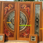 ประตูไม้สักกระจกนิรภัย BBB48