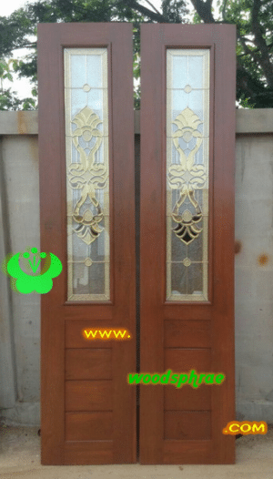ประตูไม้สักบานเฟี้ยม A11