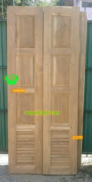 ประตูไม้สักบานเฟี้ยม A2