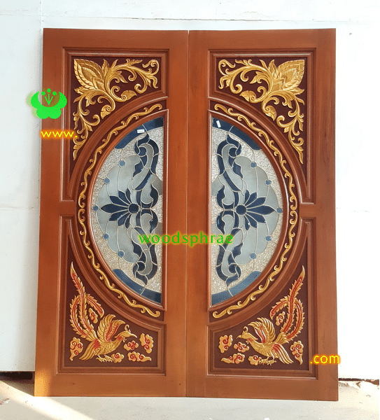 ประตูไม้สักกระจกนิรภัย BBB118