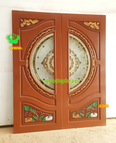 ประตูไม้สักกระจกนิรภัย BBB163