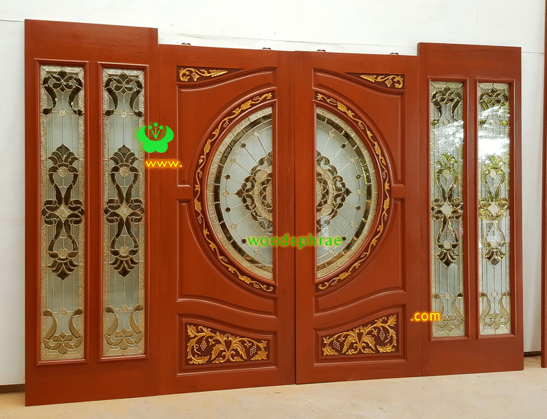 ประตูไม้สักกระจกนิรภัย BBB174