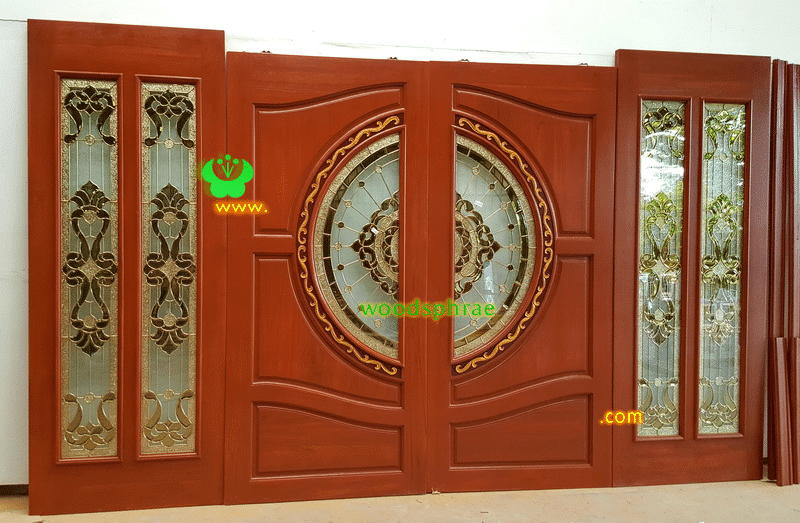 ประตูไม้สักกระจกนิรภัย BBB175