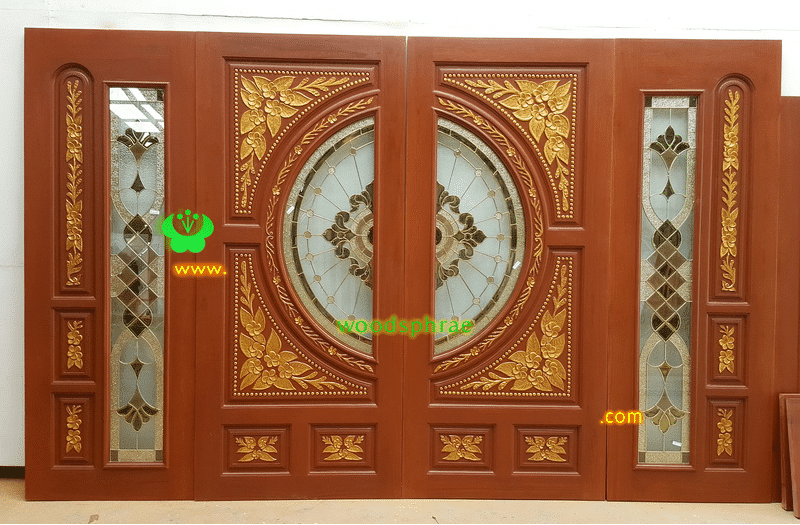ประตูไม้สักกระจกนิรภัย BBB177