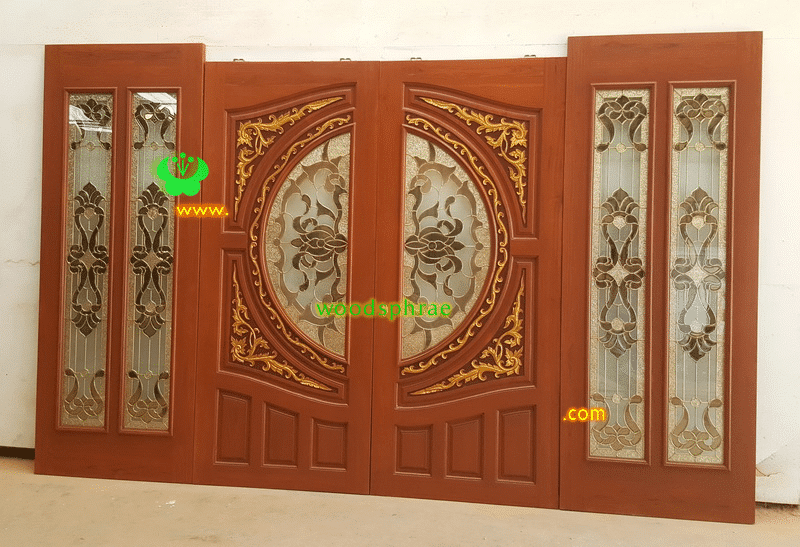 ประตูไม้สักกระจกนิรภัย BBB192