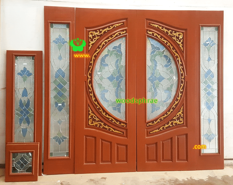 ประตูไม้สักกระจกนิรภัย BBB193