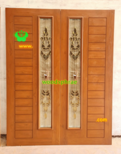 ประตูกระจกนิรภัยไม้สัก ประตูบ้านไม้สัก  BBB232.3  80-207 B+ C1 (ฟักเสมอขา,กรีดร่อง15ฟัก,สตารี่)