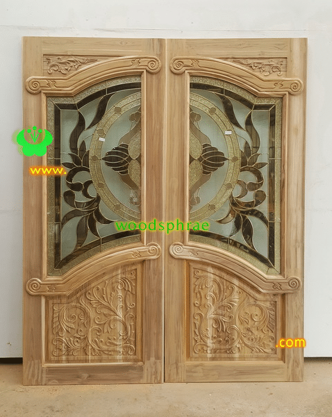 ประตูไม้สักกระจกนิรภัย BBB96