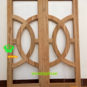 ประตูบานคู่ไม้สัก ประตูบ้านไม้สัก BB101 80-220 B+ (กระจก 8มิล)