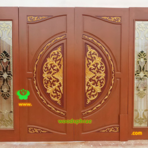 ประตูบานคู่ไม้สัก ประตูบ้านไม้สัก BB103 80-200 ,40-200 B+ C2