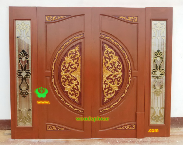 ประตูบานคู่ไม้สัก ประตูบ้านไม้สัก BB103 80-200 ,40-200 B+ C2