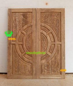 ประตูบานคู่ไม้สัก ประตูบ้านไม้สัก BB108 80-200 B+