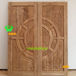 ประตูบานคู่ไม้สัก ประตูบ้านไม้สัก BB108 80-200 B+