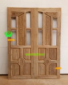 ประตูบานคู่ไม้สัก ประตูบ้านไม้สัก BB109 80-220 B+