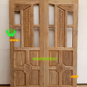 ประตูบานคู่ไม้สัก ประตูบ้านไม้สัก BB109 80-220 B+