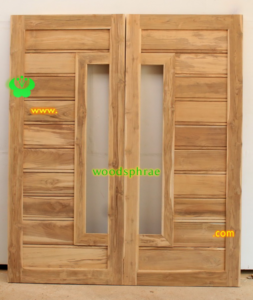 ประตูบานคู่ไม้สัก ประตูบ้านไม้สัก BB110.1 90-210 B+ (10ฟัก )