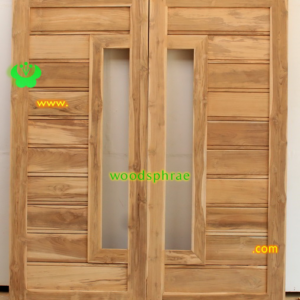 ประตูบานคู่ไม้สัก ประตูบ้านไม้สัก BB110.1 90-210 B+ (10ฟัก )