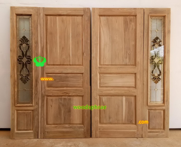 ประตูบานคู่ไม้สัก ประตูบ้านไม้สัก BB111.1 80-200, 40-200 B+
