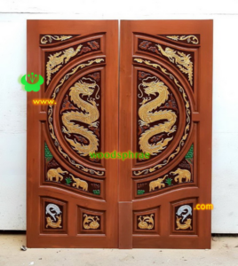 ประตูบานคู่ไม้สัก ประตูบ้านไม้สัก BB119.3  80-200  B+ C2