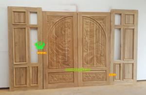 ประตูบานคู่ไม้สัก ประตูบ้านไม้สัก BB120.2  90-200 ,80-208  B+ (ข้างคิ้วนอก)