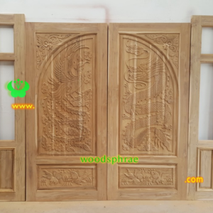 ประตูบานคู่ไม้สัก ประตูบ้านไม้สัก BB120.2 90-200 ,80-208 B+ (ข้างคิ้วนอก)