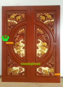 ประตูบานคู่ไม้สัก ประตูบ้านไม้สัก BB121.1  80-212   B+ C2