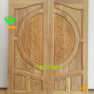 ประตูบานคู่ไม้สัก ประตูบ้านไม้สัก BB122.2 80-200 B+