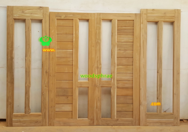 ประตูบานคู่ไม้สัก ประตูบ้านไม้สัก BB125.4 80-200 ,70-208 B+