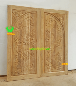ประตูบานคู่ไม้สัก ประตูบ้านไม้สัก BB131.2 95-210 B+