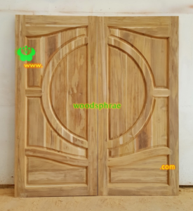 ประตูบานคู่ไม้สัก ประตูบ้านไม้สัก BB145.3 90-200 B+