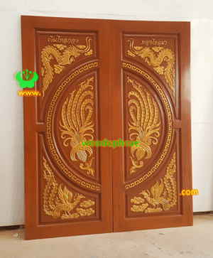 ประตูบานคู่ไม้สัก ประตูบ้านไม้สัก BB148.2 80-200 B+ C1