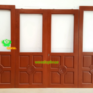 ประตูบานคู่ไม้สัก ประตูบ้านไม้สัก BB152.1 80-200, 80-208 B+ C2