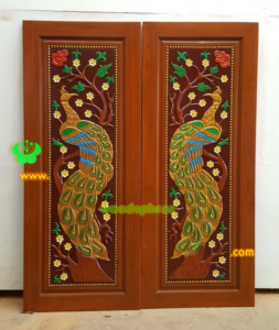 ประตูบานคู่ไม้สัก ประตูบ้านไม้สัก BB159.1 80-200 B+ C1