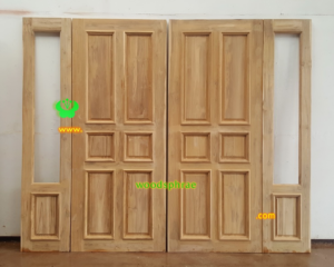 ประตูบานคู่ไม้สัก ประตูบ้านไม้สัก BB161.1 80-200 ,40-200 B+ (คิ้วนอก)