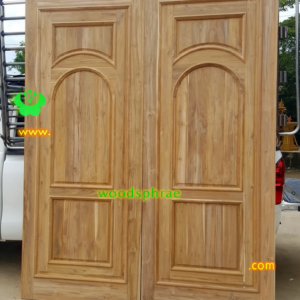 ประตูบานคู่ไม้สัก ประตูบ้านไม้สัก BB162.2 100-250 B+ (คิ้วนอก,เพิ่มสกัดล่าง 8นิ้ว)