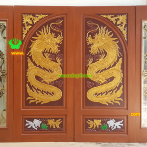 ประตูบานคู่ไม้สัก ประตูบ้านไม้สัก BB163.1 90-205 , 41-205 B+คัด C2