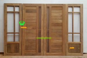 ประตูบานคู่ไม้สัก ประตูบ้านไม้สัก BB166.1 90-222 ,73-222 ไม้เก่า