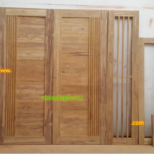 ประตูบานคู่ไม้สัก ประตูบ้านไม้สัก BB174.1 80-200 ,45-200 B+คัด