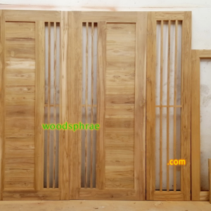 ประตูบานคู่ไม้สัก ประตูบ้านไม้สัก BB175.1 80-200 ,45-200 B+คัด (โมเดิร์นต่อเรียบ +ช่องกระจก)
