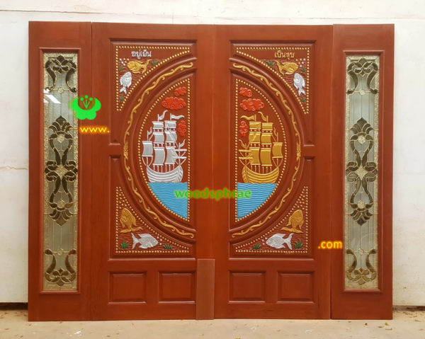 ประตูบานคู่ไม้สัก ประตูบ้านไม้สัก BB189.1 80-200 ,40-200 B+ C2